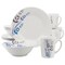 Gibson Home Blue Leaves 12 Piece Round Fine Ceramic Decorated Dinnerware Set in White 142755.12 - alternate 1