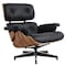 Homeroots 27" Black and Brown Tufted Genuine Cowhide Swivel Lounge Chair With Ottoman 636227 - alternate 2