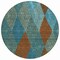 Homeroots 8' Teal Blue Aqua And Brown Round Argyle Washable Indoor Outdoor Area Rug 613737 - alternate 2