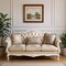 Homeroots 84" White Rose Gold And Beige Chenille Faux Leather And Wood Sofa With Toss Pillows 490998 - alternate 2
