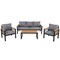 Homeroots Three Piece Outdoor Gray Metal Sofa Seating Group with Gray Cushions 625703 - alternate 1