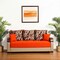 Homeroots 87" Orange Chenille Sleeper Sofa And Toss Pillows With Brown Legs 607143 - alternate 4