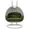 Leisuremod Mendoza Light Grey Wicker Hanging 2 person Egg Swing Chair with Dark Green Cushions MSCLGR-53DG - alternate 2