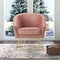 Homeroots 29" Blush And Gold Velvet Barrel Chair 533848 - alternate 3