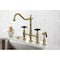 Kingston Brass Bridge Kitchen Faucet with Brass Sprayer, Brushed Brass KS1277PKXBS - alternate 2