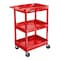 Luxor Utility Cart with Deep Lipped Plastic Shelves, 300 lb Load Capacity, 3 Shelves, 24 in L, 18 in W RDSTC111RD - alternate 3