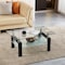 Homeroots 39" Clear and Black Glass and Steel Coffee Table With Shelf 635698 - alternate 2