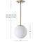 Jonathan Y Bleecker 7.75" Metal/Glass Globe LED Pendant, White/Brass JYL9528A - alternate 2