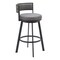 Homeroots 31" Gray and Black Fabric and Steel Low Back Bar Height Swivel Bar Chair 564998 - alternate 2