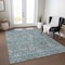 Homeroots 8' X 10' Teal Blue Gray And Charcoal Floral Washable Indoor Outdoor Area Rug 605440 - alternate 2