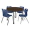 Regency Round Kee Mobile Adjustable Classroom Table W/ 4 Andy Chairs, 48 in W, 48 in L, Neo Walnut TB48RNDNWAPCGY40NV - alternate 1