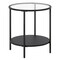 Homeroots 22" Black And Clear Glass And Steel Round End Table With Shelf 544199 - alternate 3
