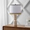 Jonathan Y Lacy 25.25" Organic Modern Sculptural Hourglass Travertine Stone w/Fringed Drum Shade LED Table Lamp JYL5612A - alternate 3