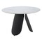 Homeroots 48" White and Black Faux Marble and Steel Pedestal Base Round Top Dining Table 564987 - alternate 2
