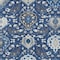 Homeroots 9' X 12' Navy Blue Charcoal And Ivory Damask Washable Indoor Outdoor Area Rug 599440 - alternate 3