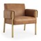 Homeroots 30" Brown and Natural Faux Leather and Solid Wood Arm Chair 606018 - alternate 1
