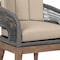 Armen Living Orbit Outdoor Patio Dining Chair in Weathered Eucalyptus Wood with Gray Rope and Taupe Cushions LCORSIEUCTP - alternate 3