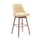 Homeroots 30" Cream and Wood Brown Faux Leather with Solid Wood Swivel Bar Height Bar Chair 534484 - alternate 1