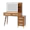 Homeroots 47" Brown Wood Lighted Mirrored Dresser 691728 - alternate 2