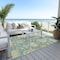 Homeroots 5' X 8' Teal Blue Ivory And Green Floral Washable Indoor Outdoor Area Rug 605224 - alternate 3