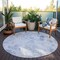 Homeroots 8' Sky Blue And Denim Blue Round Floral Washable Indoor Outdoor Area Rug 583132 - alternate 2