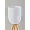 Homeroots 23" Natural Solid Wood Tripod Table Lamp With White Ribbed Glass Shade 524623 - alternate 2