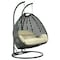 Leisuremod Charcoal Wicker Hanging 2 person Egg Swing Chair with Taupe Cushions ESCCH-57TP - alternate 4