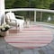Homeroots 8' Pink Ivory And Gray Round Striped Washable Indoor Outdoor Area Rug 597351 - alternate 2