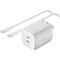 Belkin Dual USB-C GaN Wall Charger with PPS 65W + 6ft USB-C to USB-C Cable - White WCH013DQ2MWH-B6 - alternate 1
