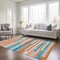 Homeroots 9' X 12' Orange Teal Blue And Salmon Striped Washable Indoor Outdoor Area Rug 613312 - alternate 2