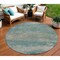 Homeroots 8' Aqua And Beige Round Abstract Washable Indoor Outdoor Area Rug 630821 - alternate 1