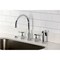 Kingston Brass Double-Handle Widespread Kitchen Faucet with Knurled Handle and Brass Sprayer, Polished Chrome KS8721KNLBS - alternate 2