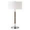 Homeroots 25" Silver and Oak Two Light Table Lamp With White Drum Shade 523606 - alternate 1