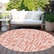 Homeroots 8' Coral Pink And Ivory Round Abstract Washable Indoor Outdoor Area Rug 602559 - alternate 2