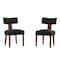 Homeroots Set of Two Black and Brown Linen and Solid Wood Dining Side Chairs, 2PK 719666 - alternate 2