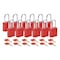 Brady Padlock, Keyed Different, Aluminum, Red, 1 1/2 in Shackle Height, 1 1/2 in Body Width, 12 PK SDAL-RED-38ST-KD12 - alternate 1