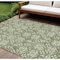 Homeroots 9' X 12' Green Gray And Ivory Floral Washable Indoor Outdoor Area Rug 595947 - alternate 1