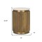 Homeroots 22" White and Gold Stone and Brass Round Block End Table 605400 - alternate 2