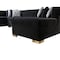 Homeroots Black Velvet U Shaped Three Piece Sofa and Chaise Sectional With Toss Pillows 643889 - alternate 3