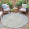 Homeroots 8' Sage And Ivory Round Striped Washable Indoor Outdoor Area Rug 631559 - alternate 2