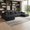 Homeroots 135" Black Corduroy Modular Compression Foam Sofa With Ottoman And Toss Pillows 712945 - alternate 2