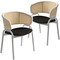 Leisuremod Ervilla Dining Arm Chair with Leather Seat and White Steel Base in Beige, 2PK ECW-20BL-L2 - alternate 1
