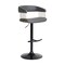 Homeroots Gray and Black Faux Leather with Metal Swivel Adjustable Height Bar Chair 534476 - alternate 1