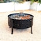 Deko Living 27 Inch Round Outdoor Steel Wood Burning Fire Pit w/ Cooking Grill, Spark Screen COB10514 - alternate 2