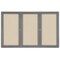 Ghent Ovation 3 Door Enclosed Fabric Bulletin Board, Gray Frame, 4'H x 6'W, Beige OVG5-F90 - alternate 1