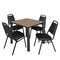 Regency Square Kee Breakroom Table W/ 4 Restaurant Stack Chairs, 30 in W, 30 in L, Noble Oak TB3030NOBPBK29BK - alternate 1