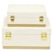 Homeroots Set of Two White And Gold Square Nesting Decorative Storage Boxes With Lids, 2PK 712923 - alternate 3