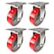 Hyw Products Heavy Duty Caster Set 6in Red Polyurethane on Cast Iron Wheels, 4 Rigid, 4PK 40-60R-A1-PC-4 (R) - alternate 1