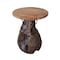 Homeroots 24" Natural and Smoky Black Distressed Reclaimed Wood Round Pedestal End Table 716346 - alternate 2