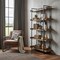 Homeroots 75" Black And Brown Metal and Wood Five Tier Bookcase 517716 - alternate 2